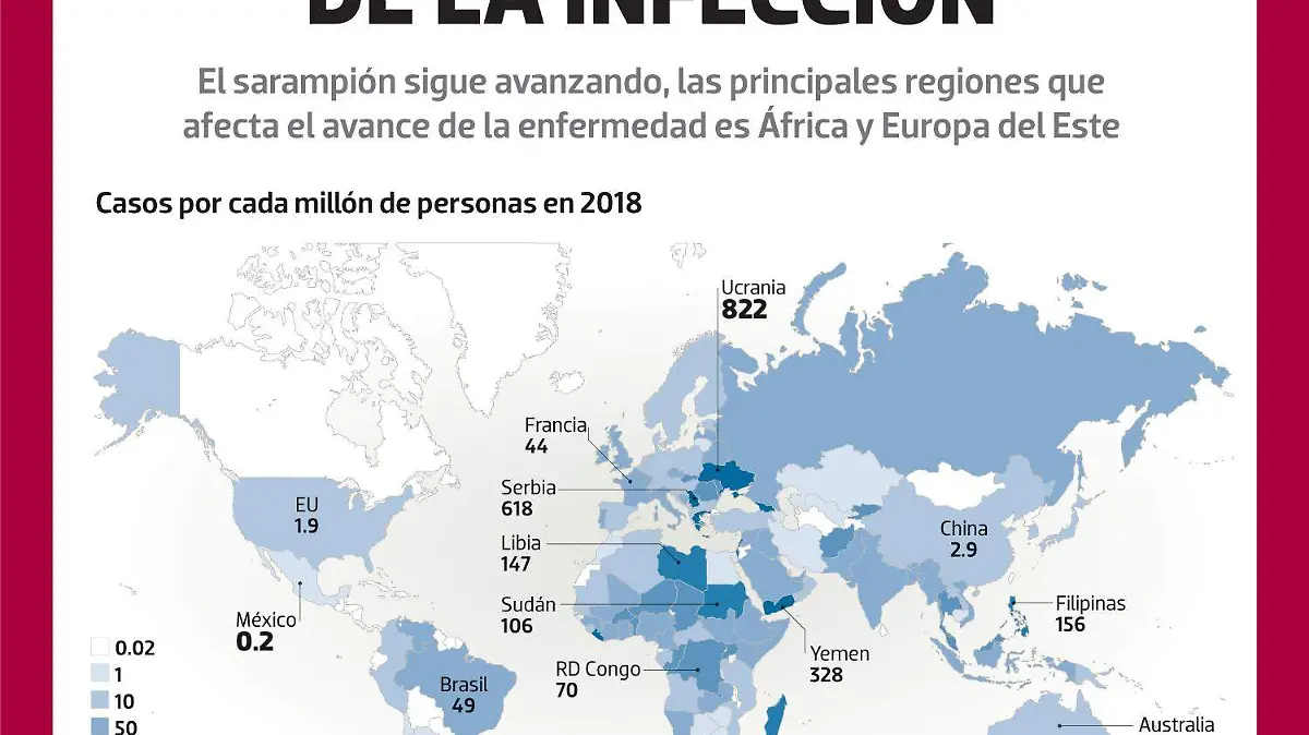 El mapa de la infección Sarampión